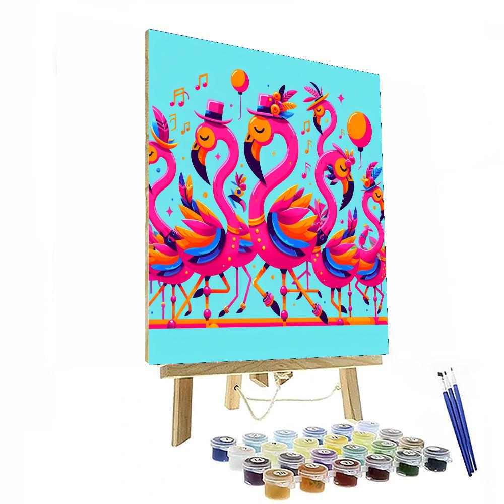 Fantastic Flamingo Fiesta Paint By Numbers Art