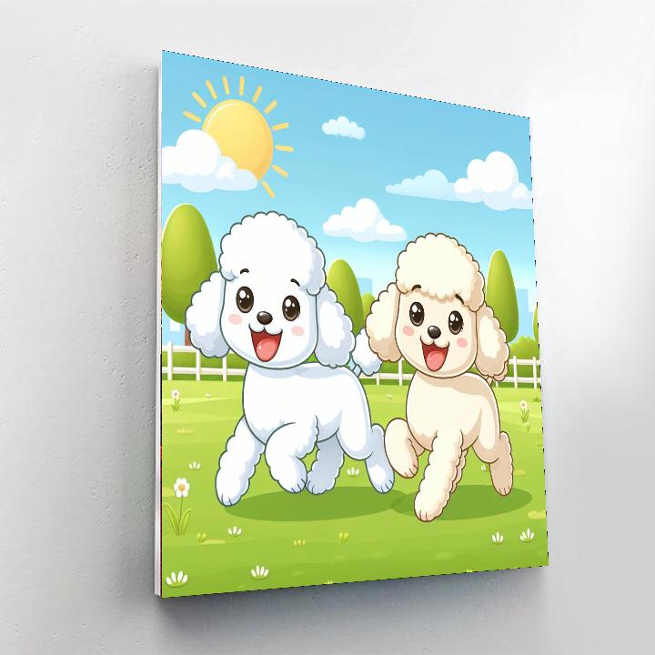 Prancing Poodles Paint By Numbers Art