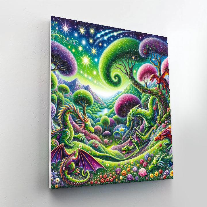 Whimsical Dragon Tales Number Painting