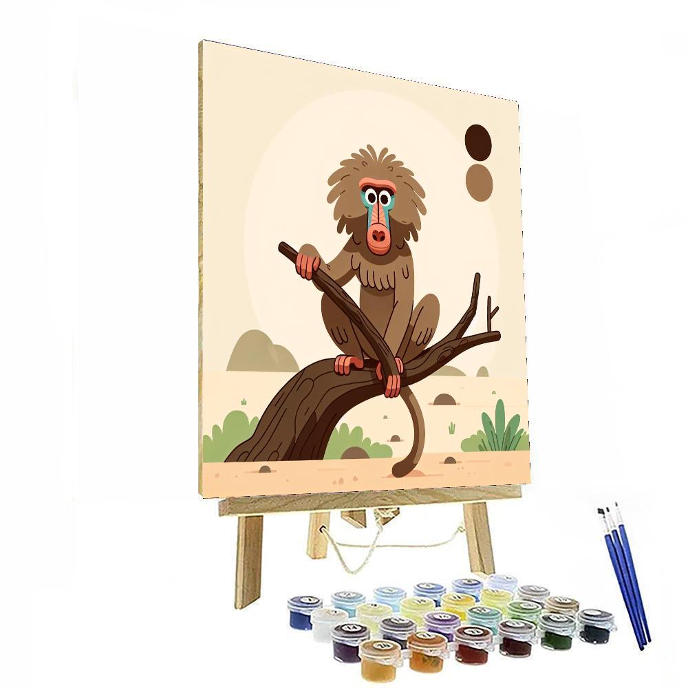 Bouncy Baboon Paint By Numbers Art