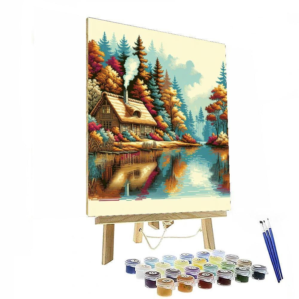 Cottage By The Lake DIY Paint By Numbers