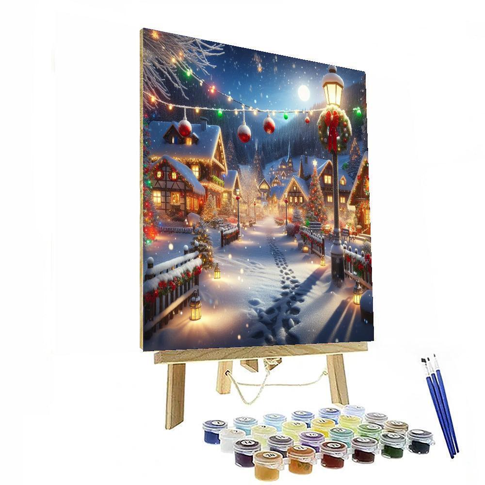 Snowy Village At Christmas Paint By Color