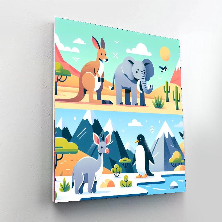 Around The World With Animals Paint By Color