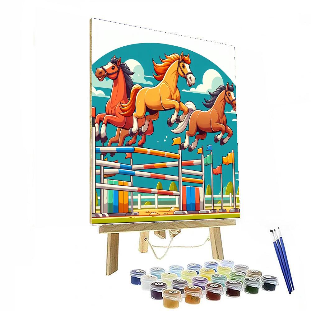 Energetic Equestrian Show Paint By Numbers Art