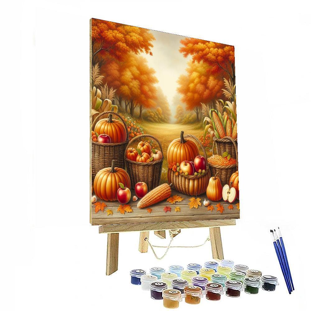 Rustic Autumn Harvest Scene Numbered Painting Kits