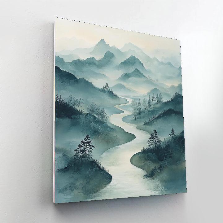 Zhao Mengfu Inspired Echoes Of Eternal River  Paint By Color