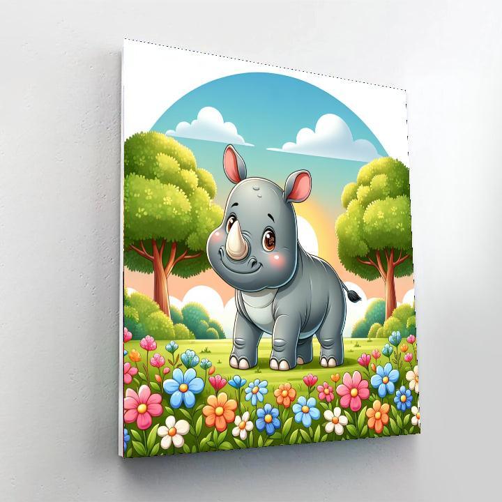 Curious Baby Rhino Paint By Color