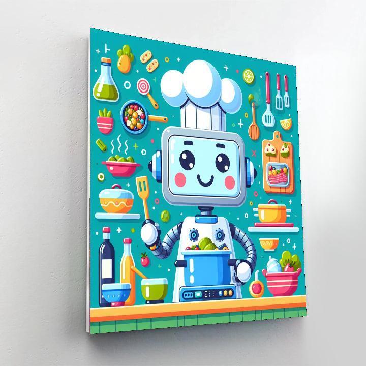 Friendly Robot Chef Paint By Number