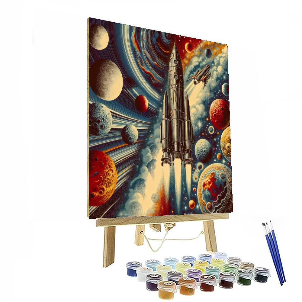 Retro Space Exploration DIY Paint By Numbers
