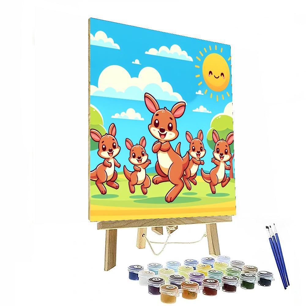 Joyful Kangaroo Family Paint By Number