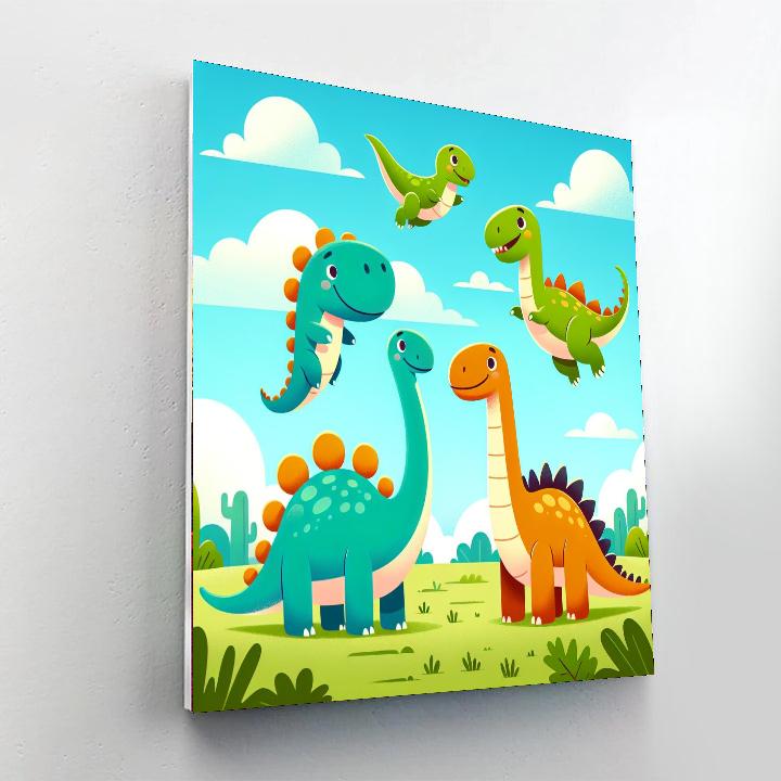 Sunny Day Dino Fun Paint By Numbers Art