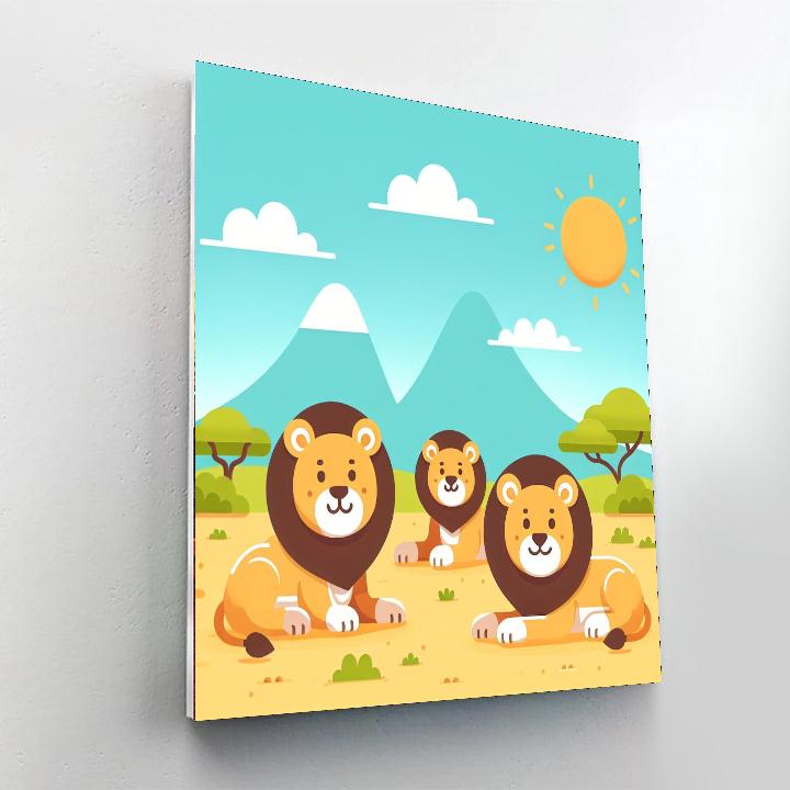 Royal Safari With Lions Painting Number Kit