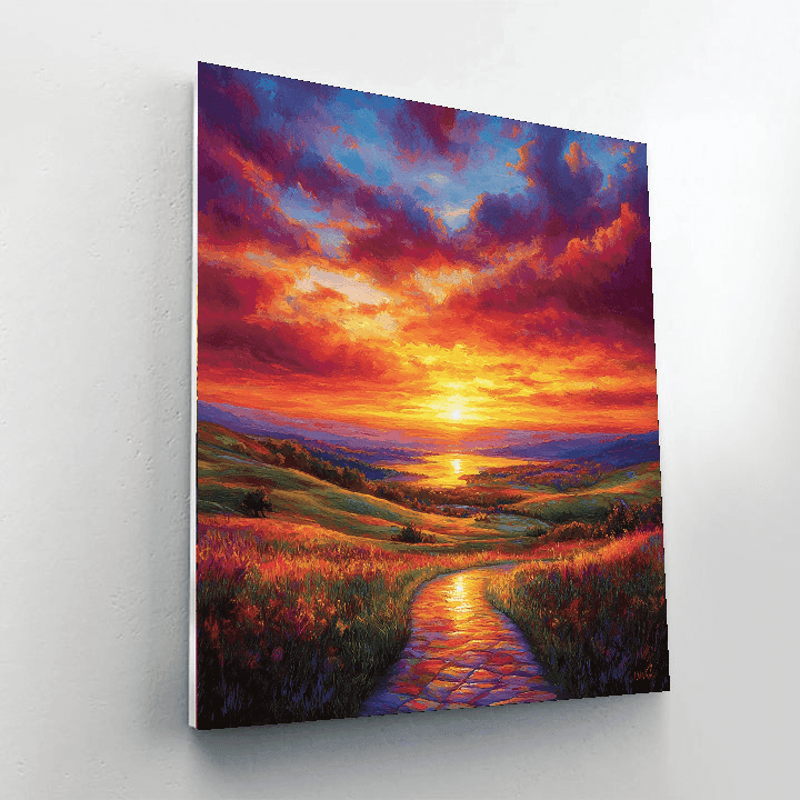 William Turner Inspired Dramatic Sunset Overlook  Paint By Numbers Kits