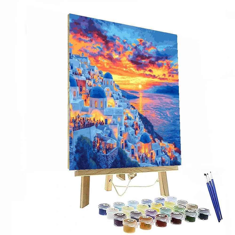 Santorini's Sunset At Oia Painting Number Kit