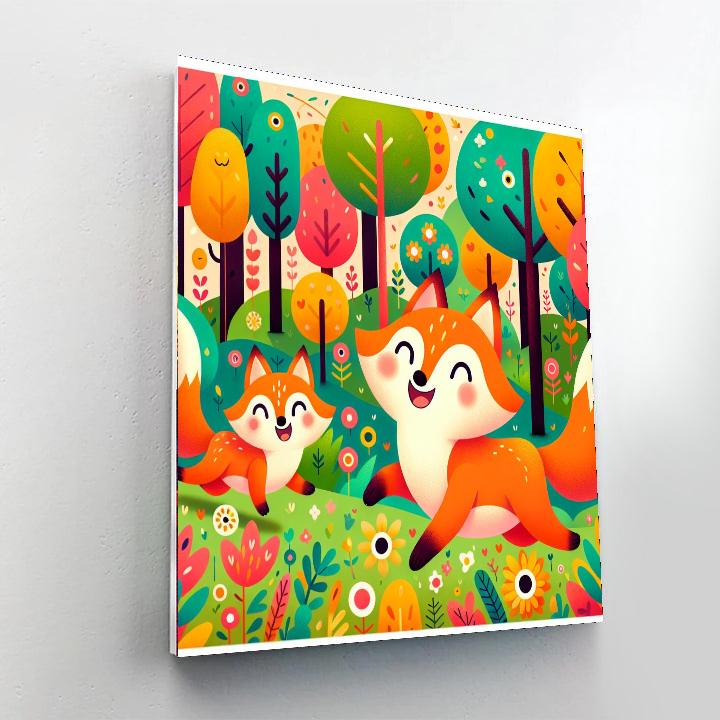 Curious Foxes Paint By Numbers Art