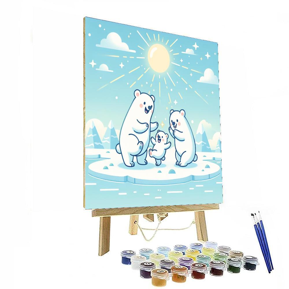 Friendly Polar Bear Family Paint By Numbers Art