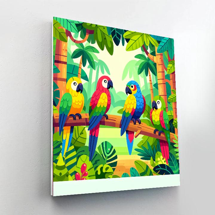 Colorful Parrots In The Rainforest Paint By Numbers Kits