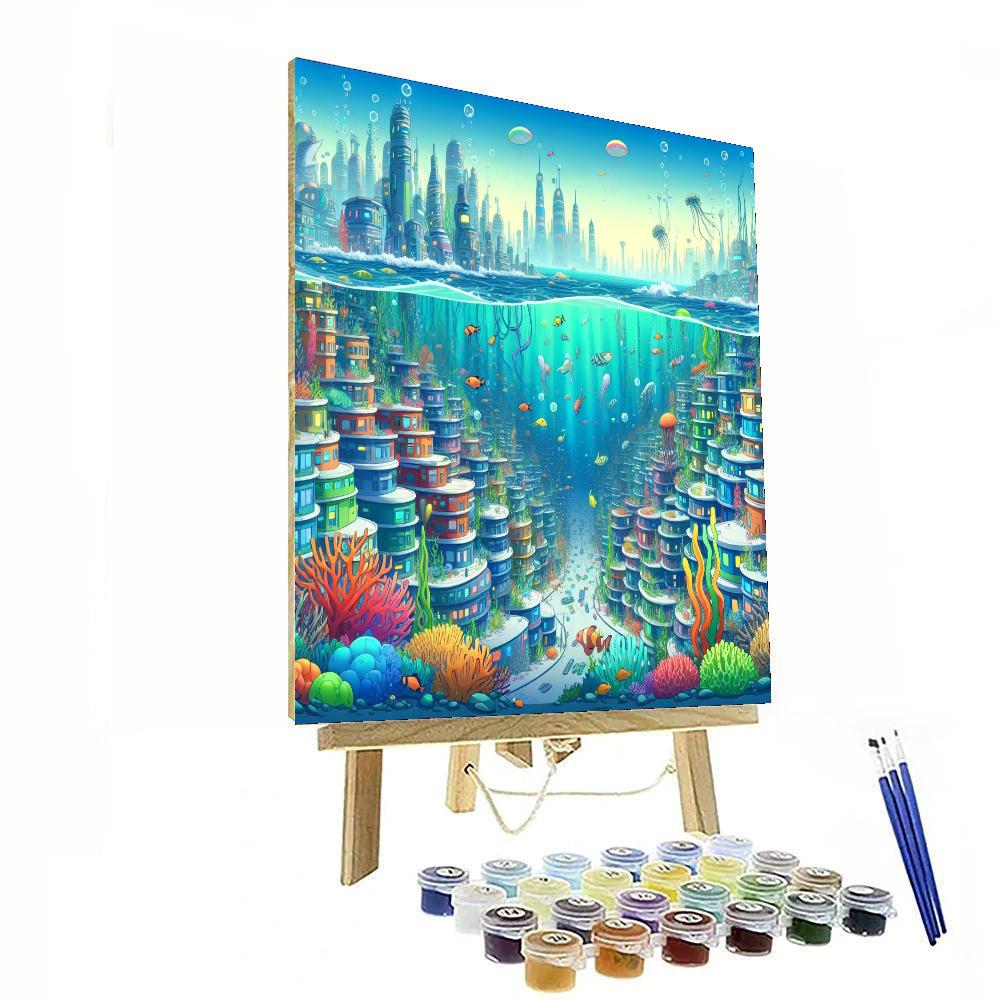 Futuristic Underwater City Painting Number Kit