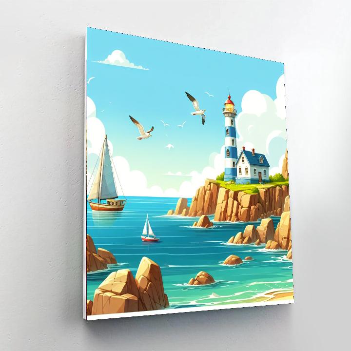 Seaside Lighthouse Escape Painting Number Kit