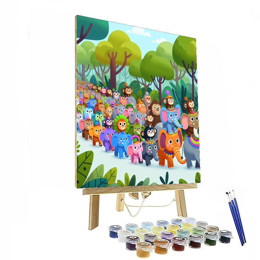 Festive Jungle Parade Paint By Numbers Art