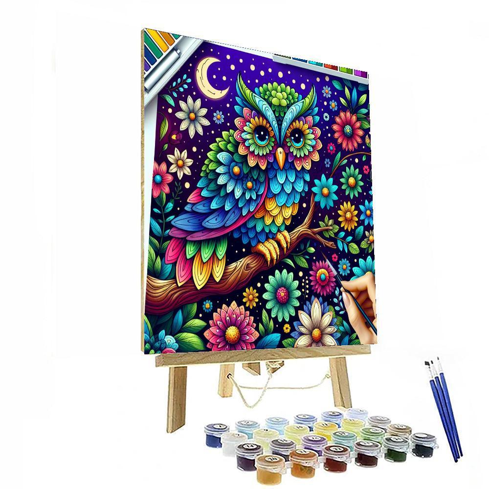 Colorful Owl Evening Numbered Painting Kits
