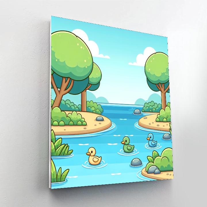 Peaceful Riverbank Scene Paint By Numbers Art