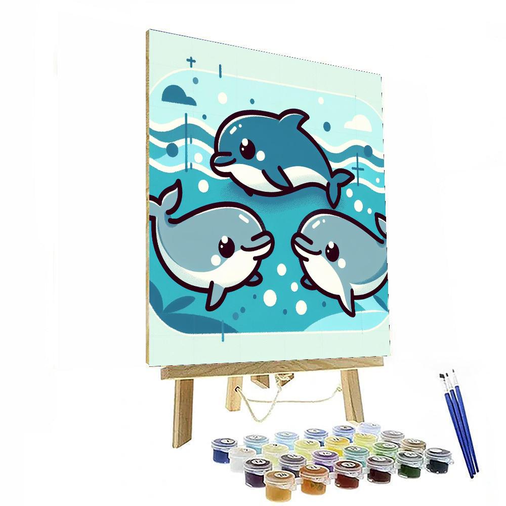 Aquatic Dolphin Playtime Paint By Numbers Art