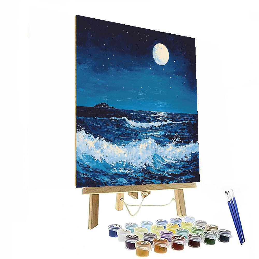 Utagawa Hiroshige Inspired Night's Gentle Waves  Painting By Numbers Kit