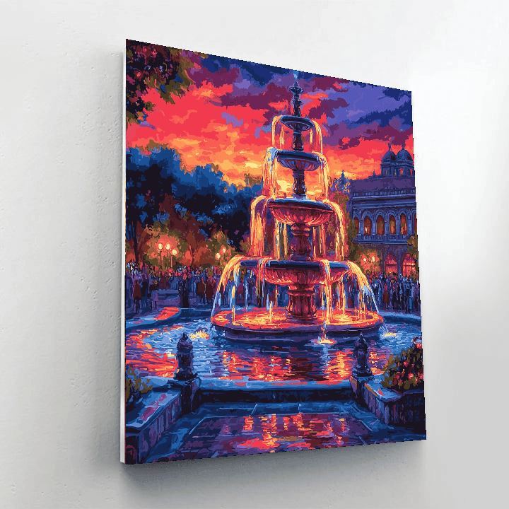 Montjuïc Magic Fountain - Barcelona Number Painting