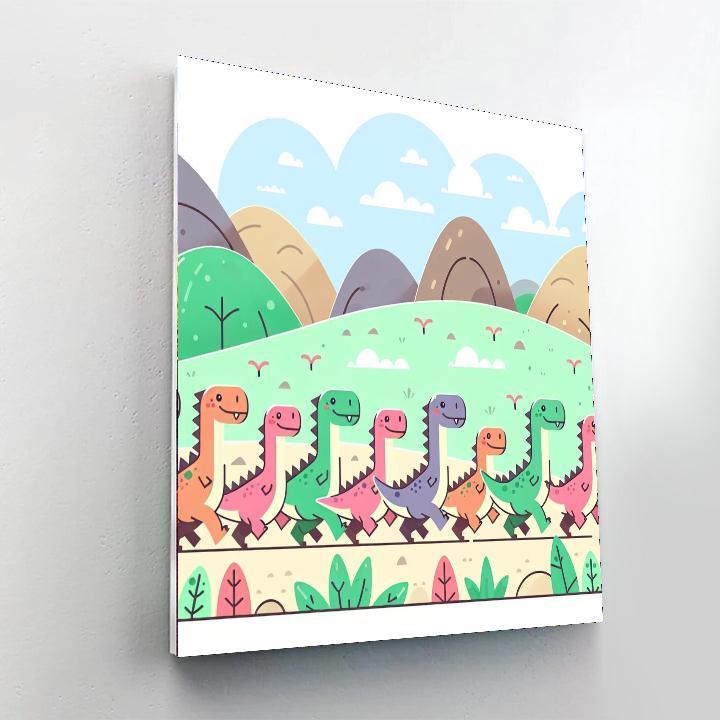 Friendly Dinosaurs Parade Paint By Number