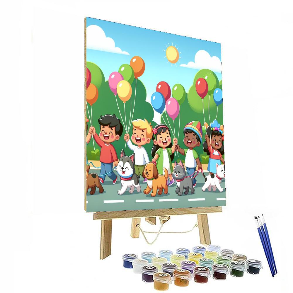 Playful Pets Parade Paint By Numbers Art
