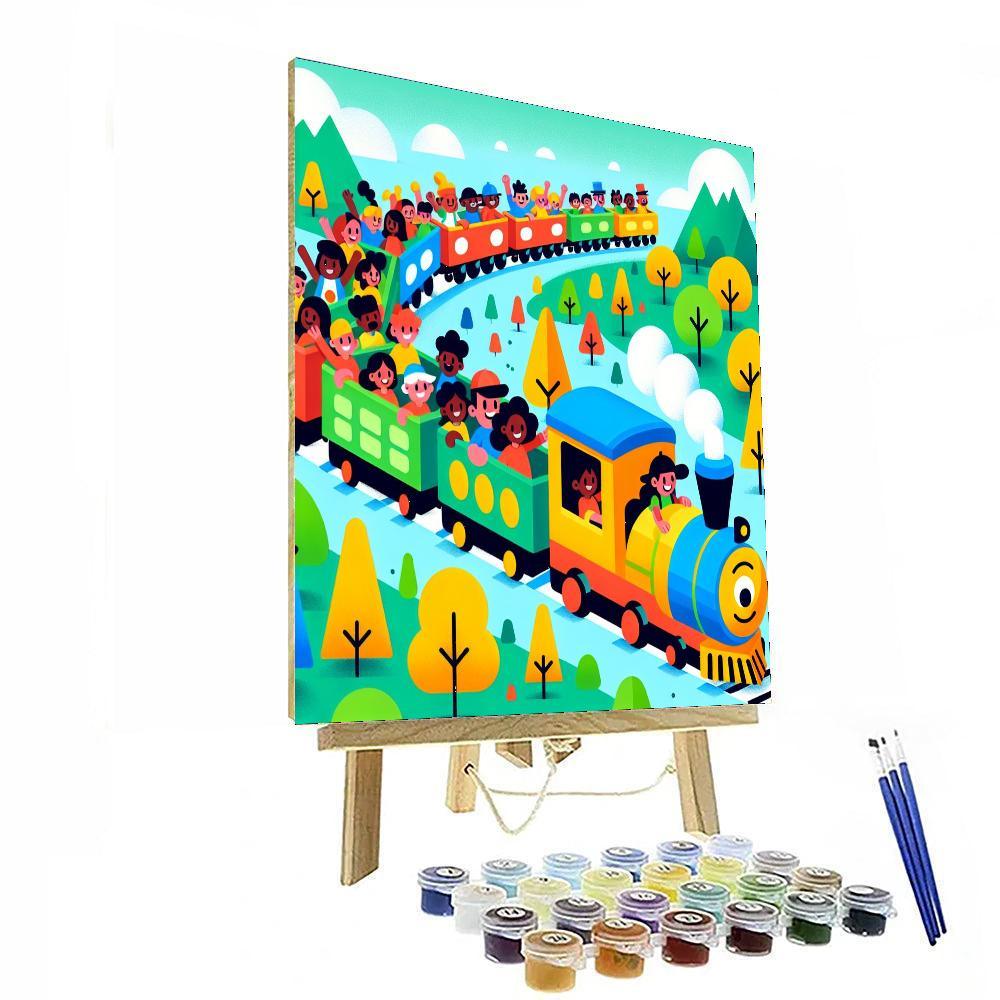 Lively Train Adventure Paint By Numbers Art