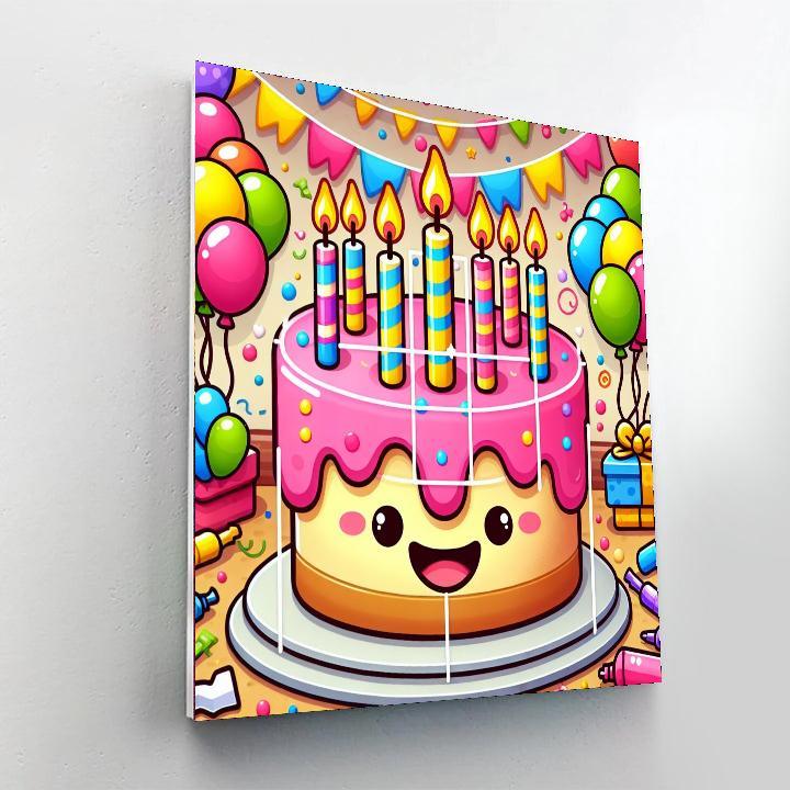 Bouncy Birthday Cake DIY Paint By Numbers