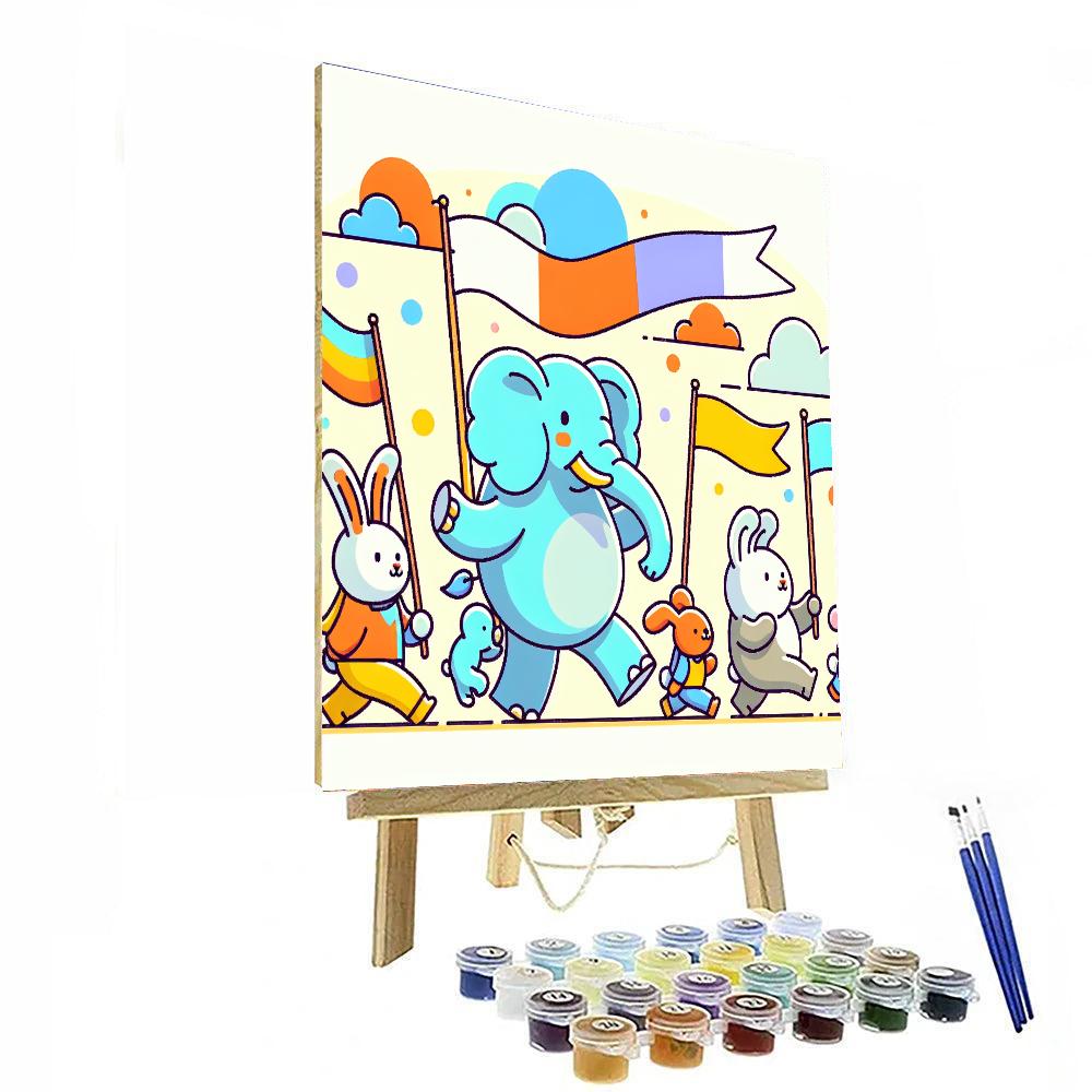 Animal Friends On Parade Paint By Numbers Art