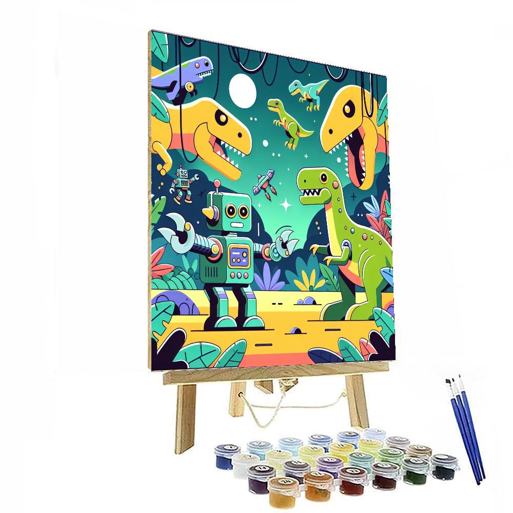 Robots Vs. Dinosaurs Painting Number Kit