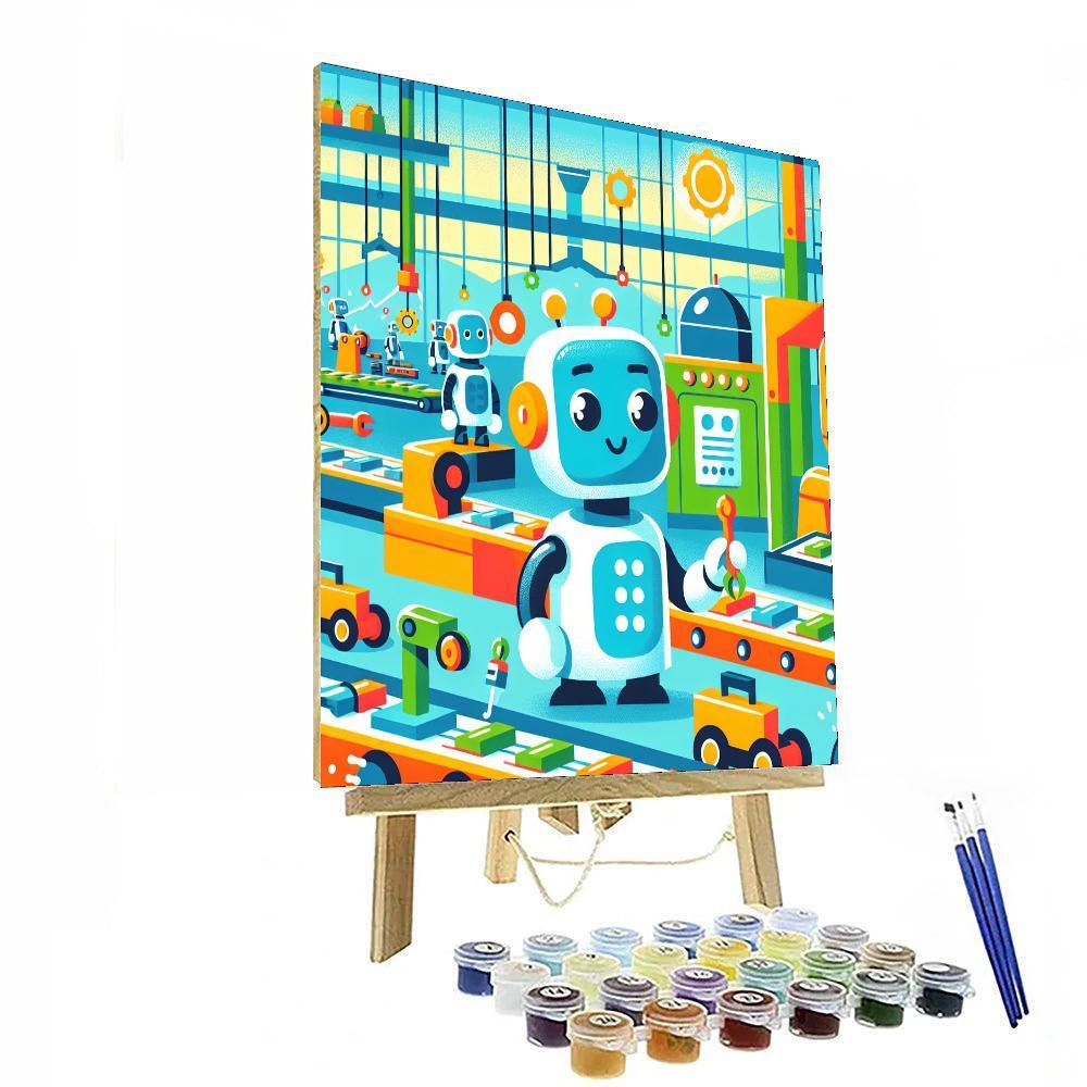 Fun Robot Factory Paint By Numbers Art