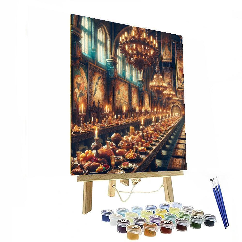 Medieval Banquet Hall Grandeur Paint By Number