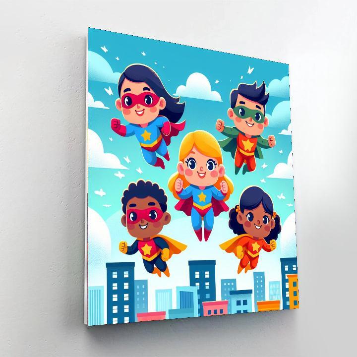 Charming Superhero Adventures Numbered Painting Kits