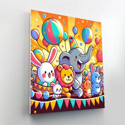 Friendly Animal Parade Paint By Numbers Art