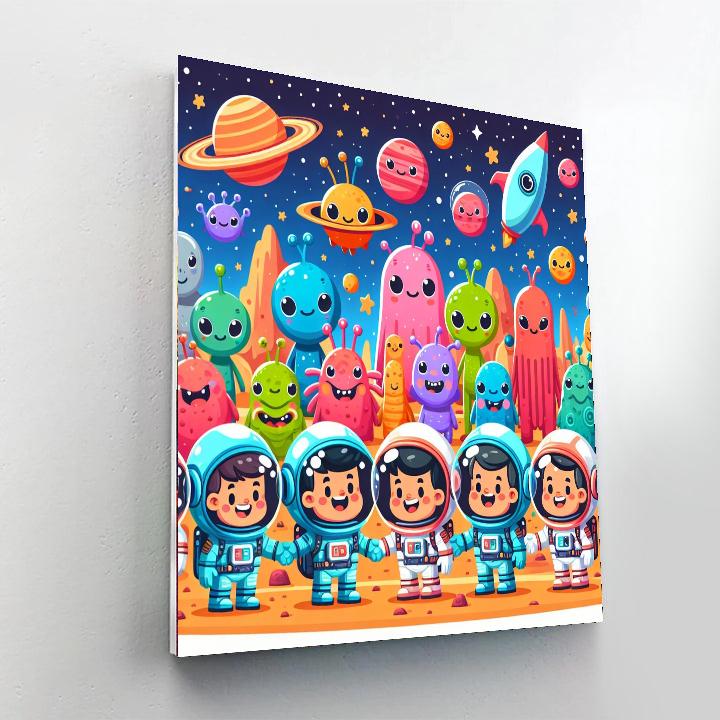 Space Explorers And Alien Friends DIY Paint By Numbers