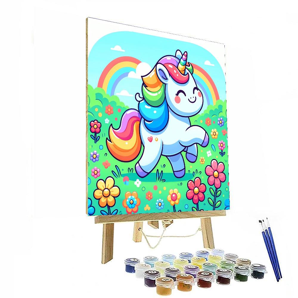 Playful Baby Unicorn Painting Number Kit