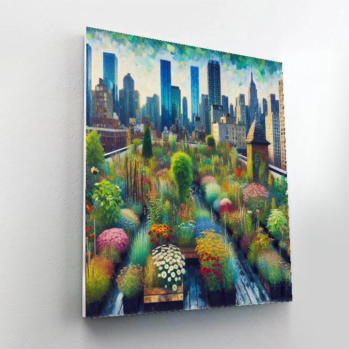 Charming Urban Rooftop Garden Number Painting