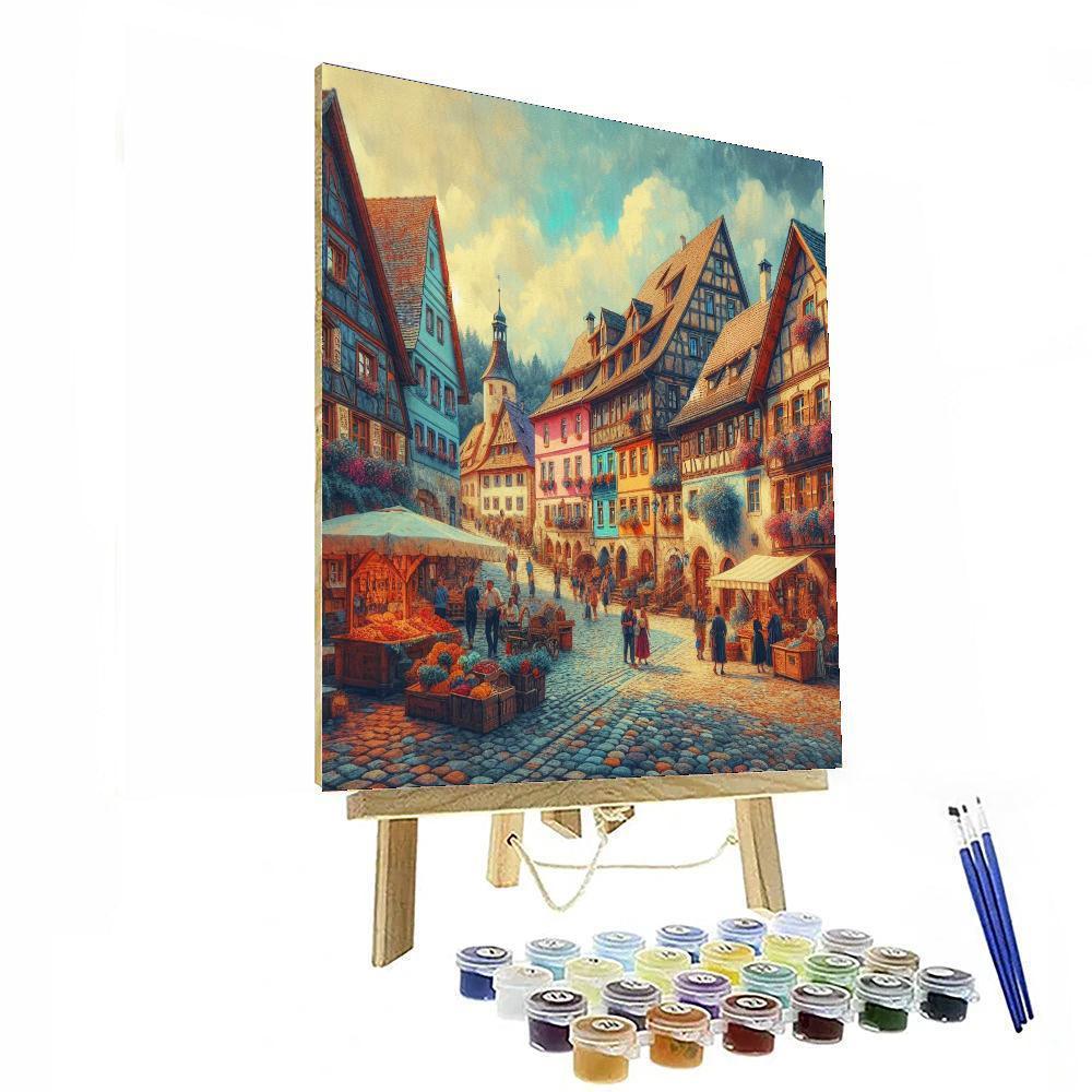 Historic European Village Number Painting