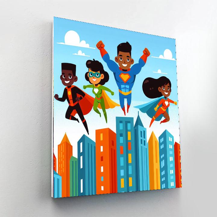 Superhero City Heroes Painting Number Kit