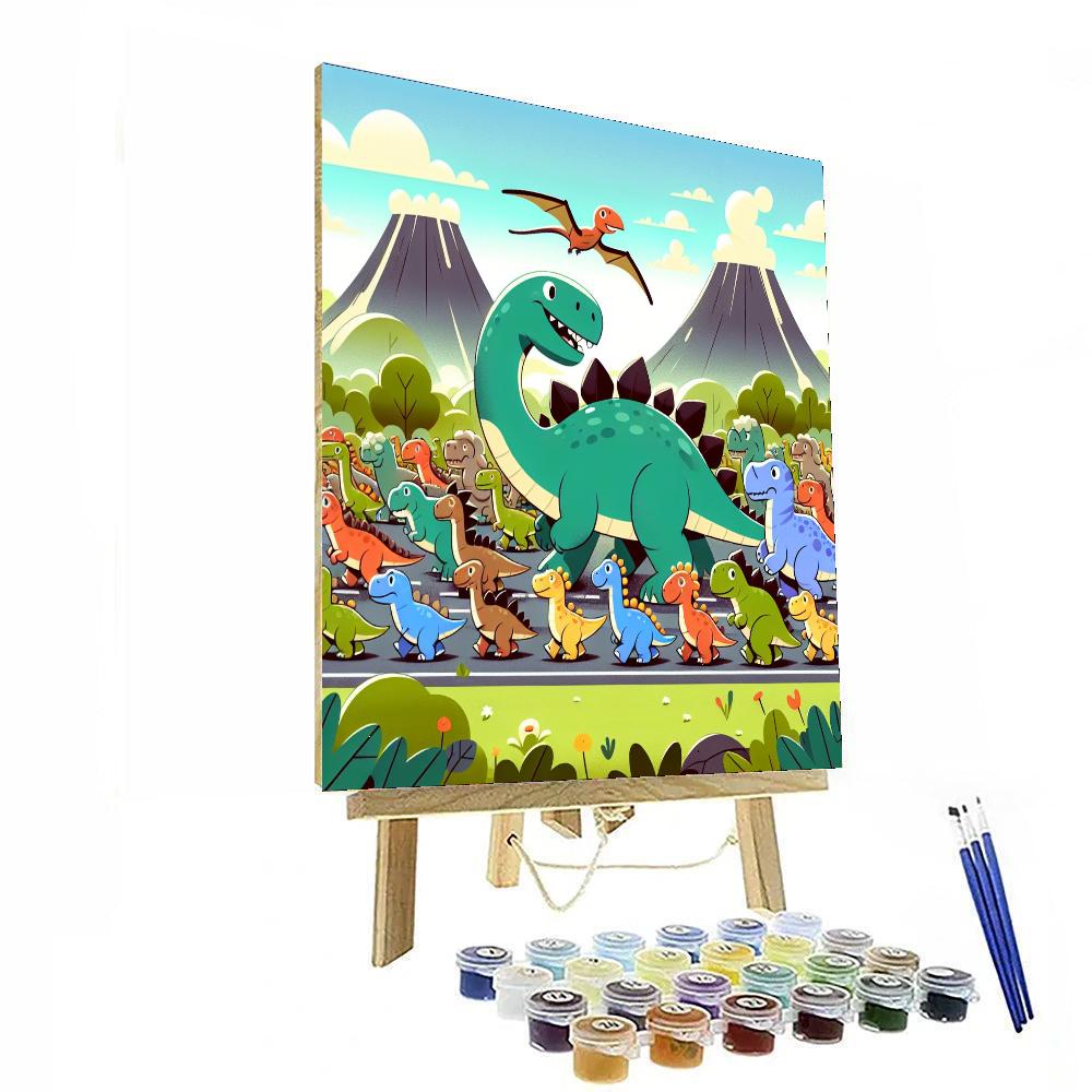Dazzling Dinosaur Parade DIY Paint By Numbers