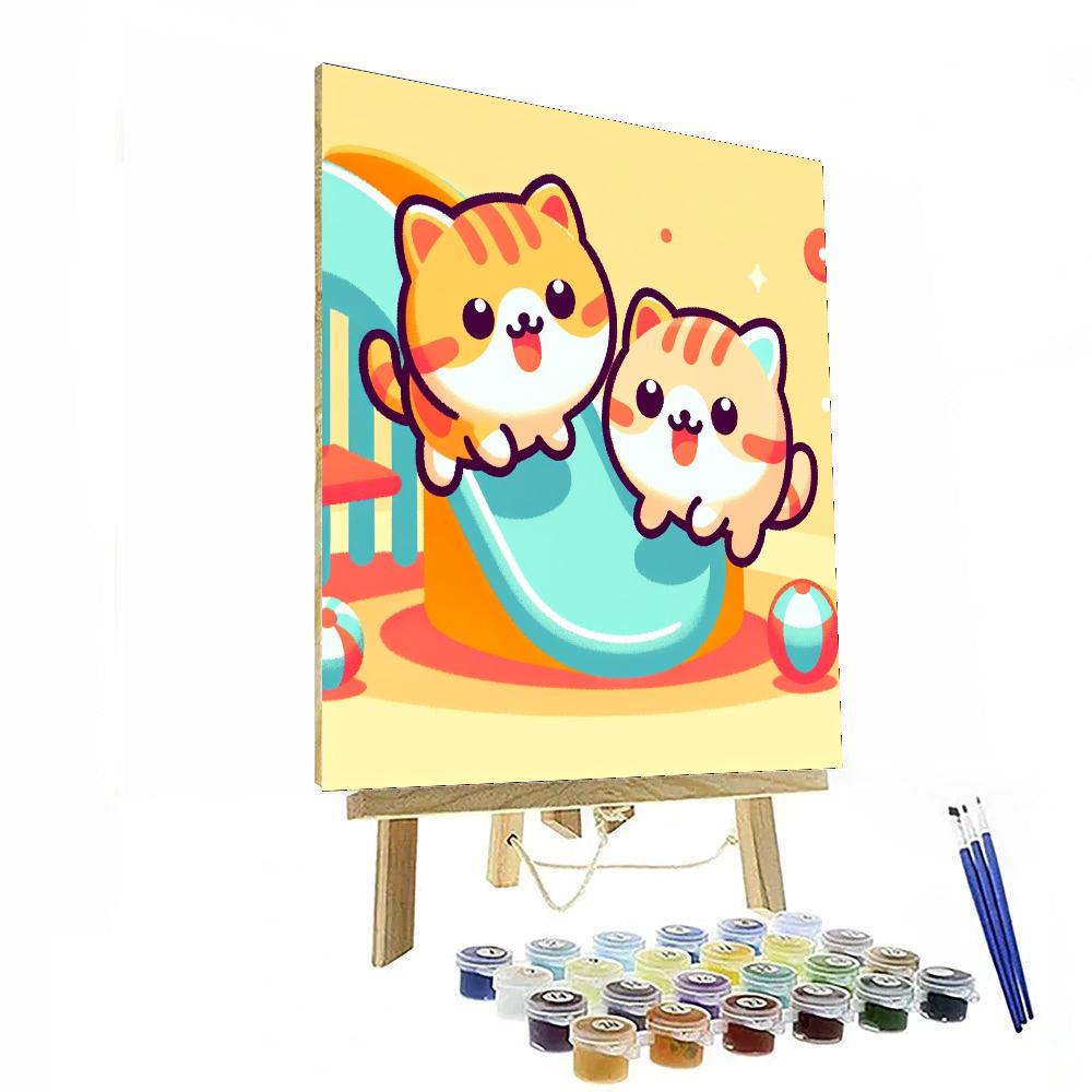 Mischievous Kitten Playground Painting By Numbers Kit