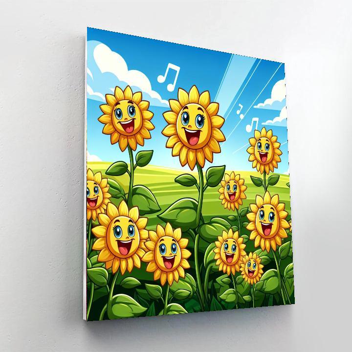 Singing Sunflowers Paint By Numbers Art