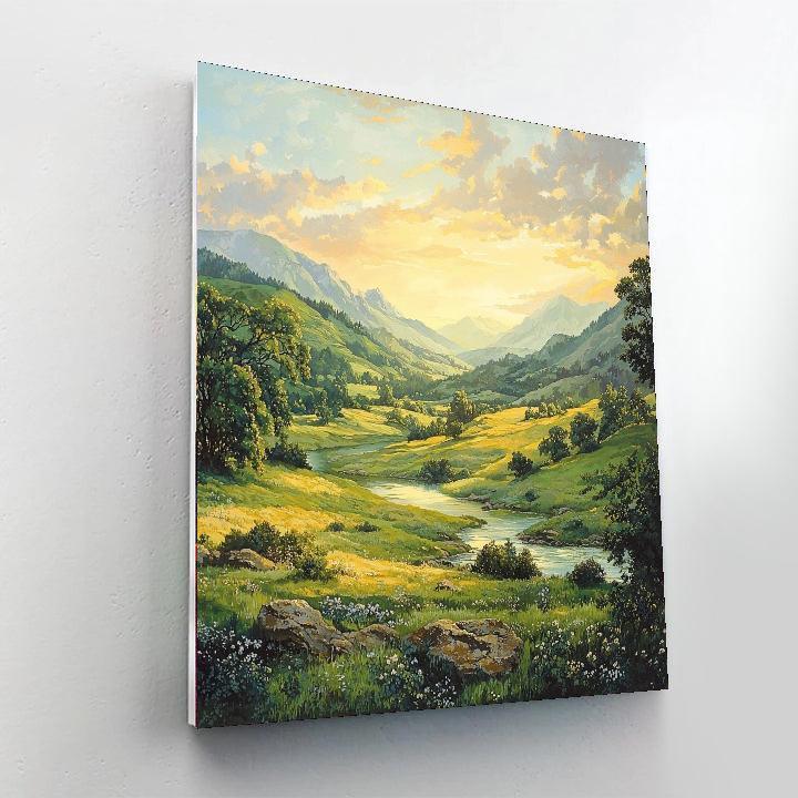 Caspar David Friedrich Inspired Tranquil Valley  Paint By Numbers