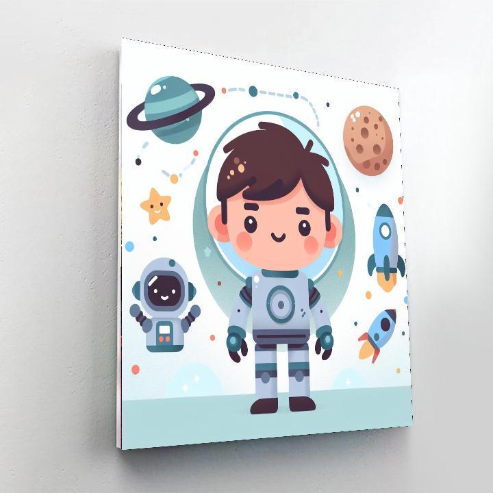 Space Robot's Cosmic Quest Paint By Numbers Art