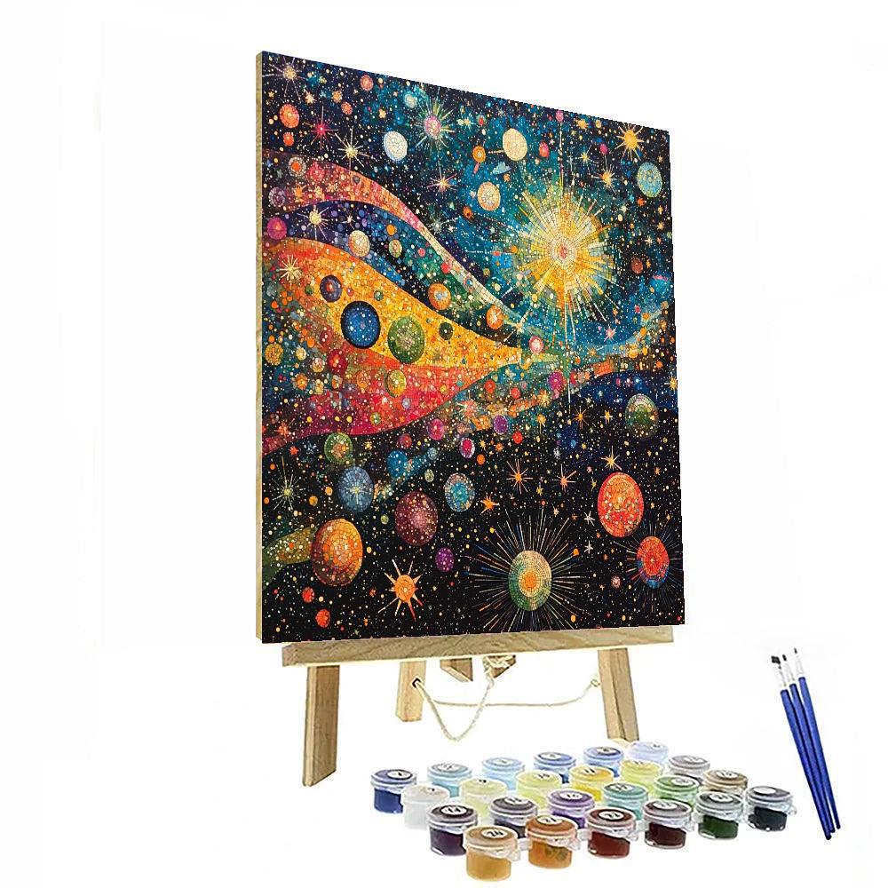 Paul Klee Inspired Ethereal Celestial Constellations  Number Painting